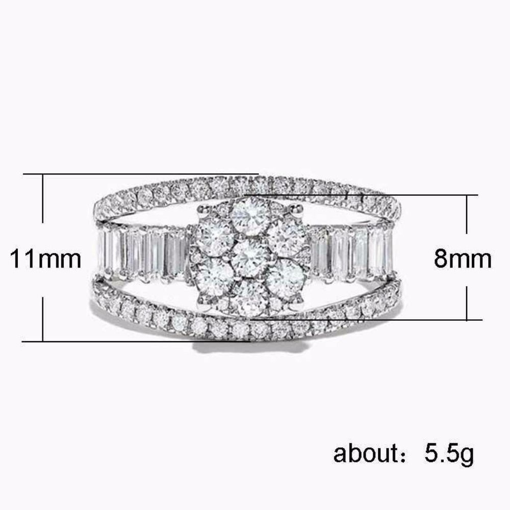 New Elegant Silver Round Cut White Sapphire Ring - Picture 3 of 3